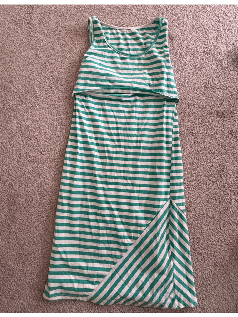Striped Green and White Women's Dress Nursing